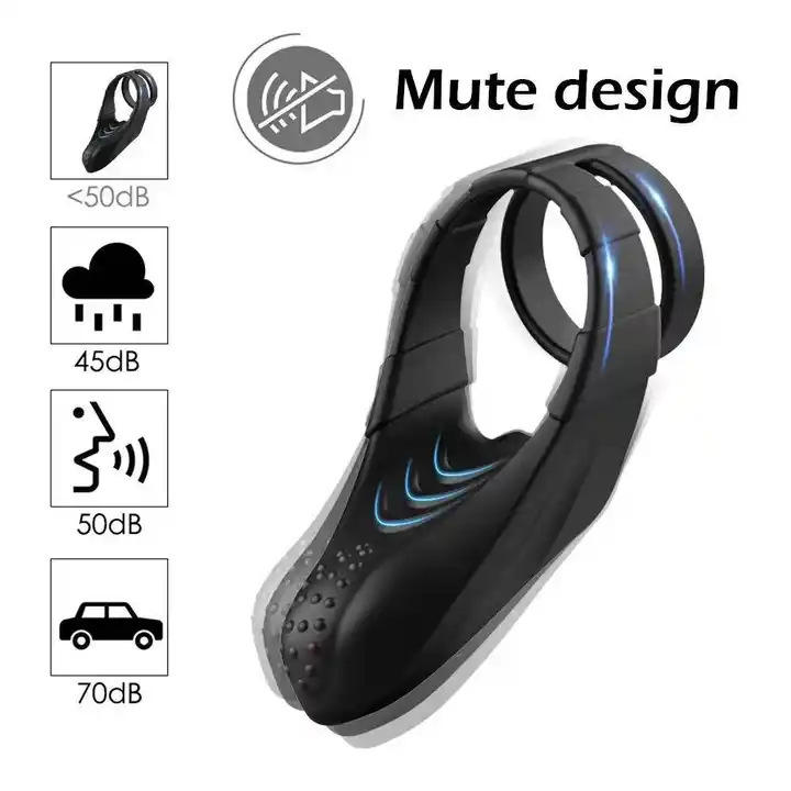 Black Feather Vibrating Dual Cock Ring, Multi-Frequency Electric Sensitivity Training Ring — detail image 6