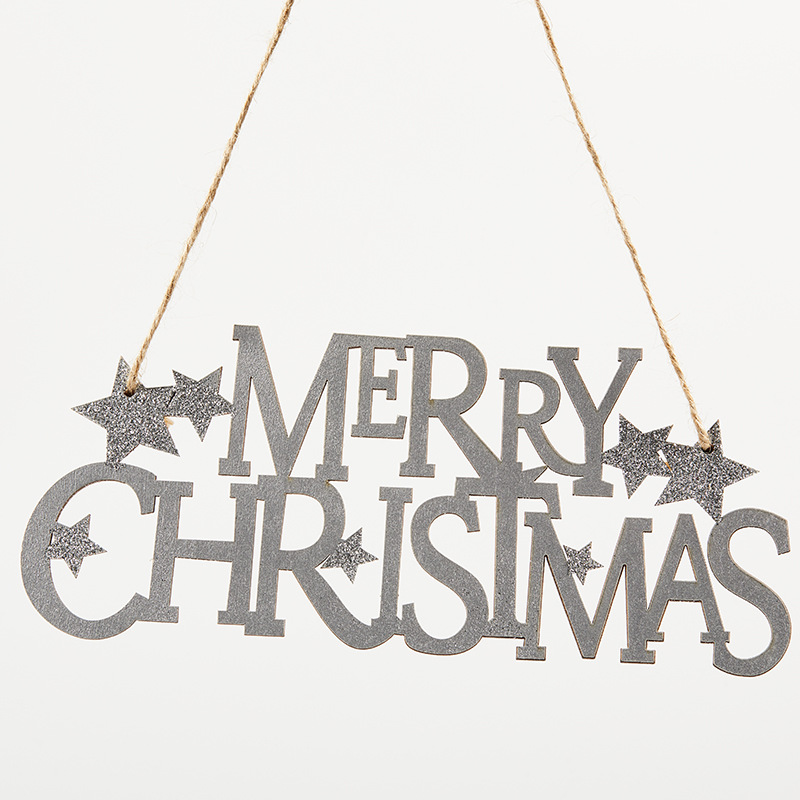 Buscando madera 18cm 21cm carta de Navidad decoración de Navidad Feliz Navidad color plateado placa