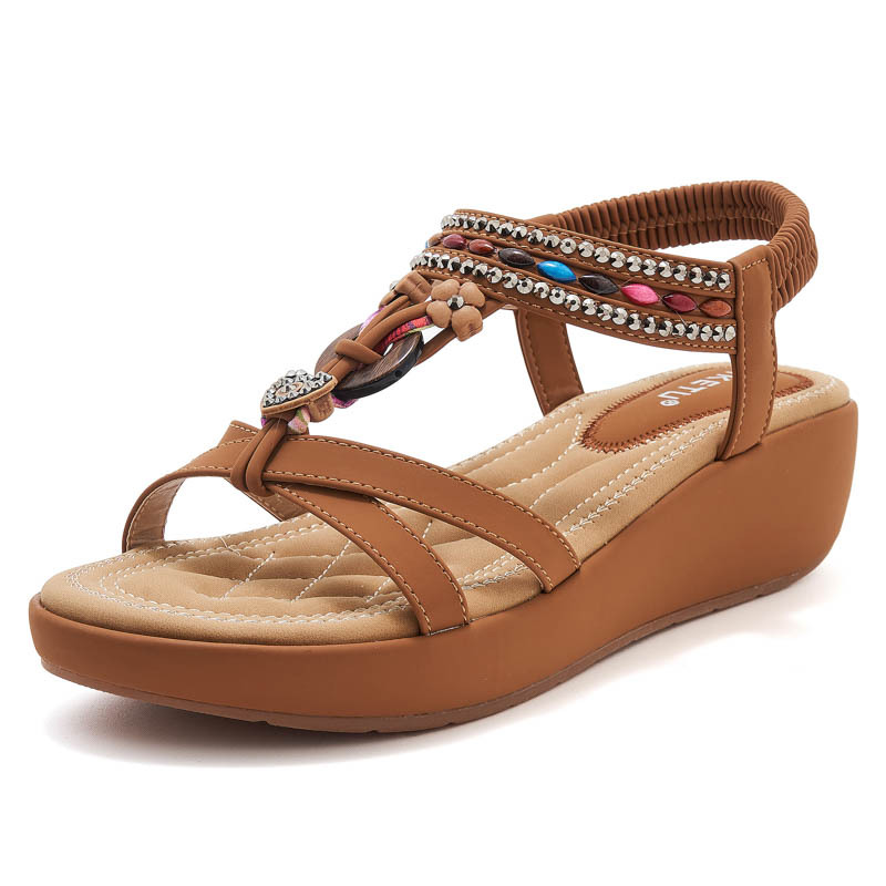 U670 - 2 Amazon nuevo 2025 diamante sandálias de playa casuales versátiles tacones grandes zapatos de mujer