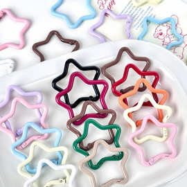 手工diy材料彩色五角星烤漆金属弹簧扣包挂钥匙扣头串珠饰品配件