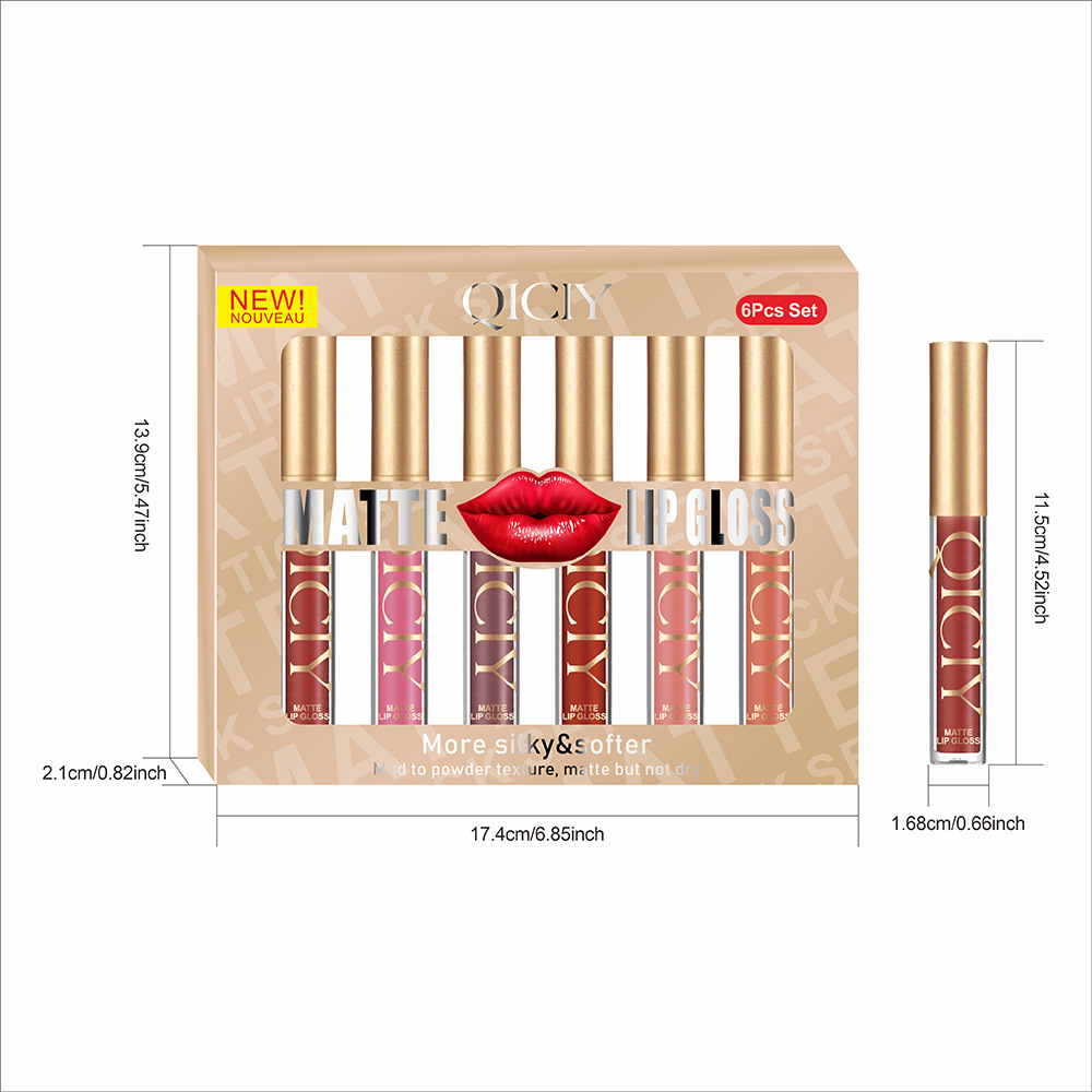 Exklusives QICIY-Lippenglasur-Set, matt, perlmuttartig, Antihaft-Lipglasur, beliebter Lipgloss, 11 Farben_voghion.com