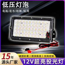 跨境12V低压投光灯夜市摆摊船用LED低压灯户外12-85V带线夹电瓶灯