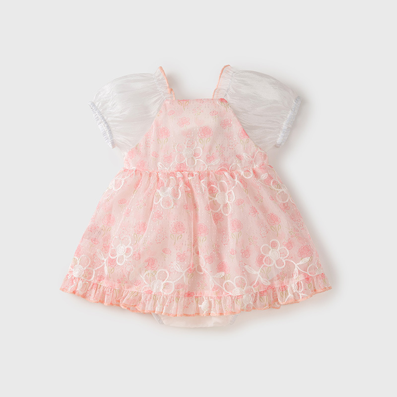 옷 새로운 여름 옷  소녀의 원피스 옷 보름달 백일 얇은 가방 뚱뚱한 원피스 여름