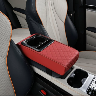 Pad Cup Holder Storage Box — Armrest box pad - wine-red