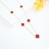 Waterproof necklace stainless steel, advanced lightening hair dye, jewelry, four-leaf clover, high-quality style