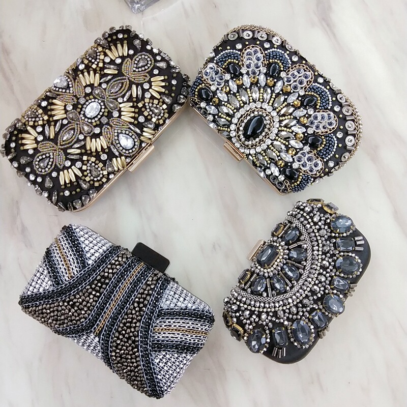 Special Clearance Heavy Industry Hand-Stitched Dense Beads and Diamond Chain Bag Pearl Dinner Bag Banquet Clutch Bag Rhinestone Small Square Bag