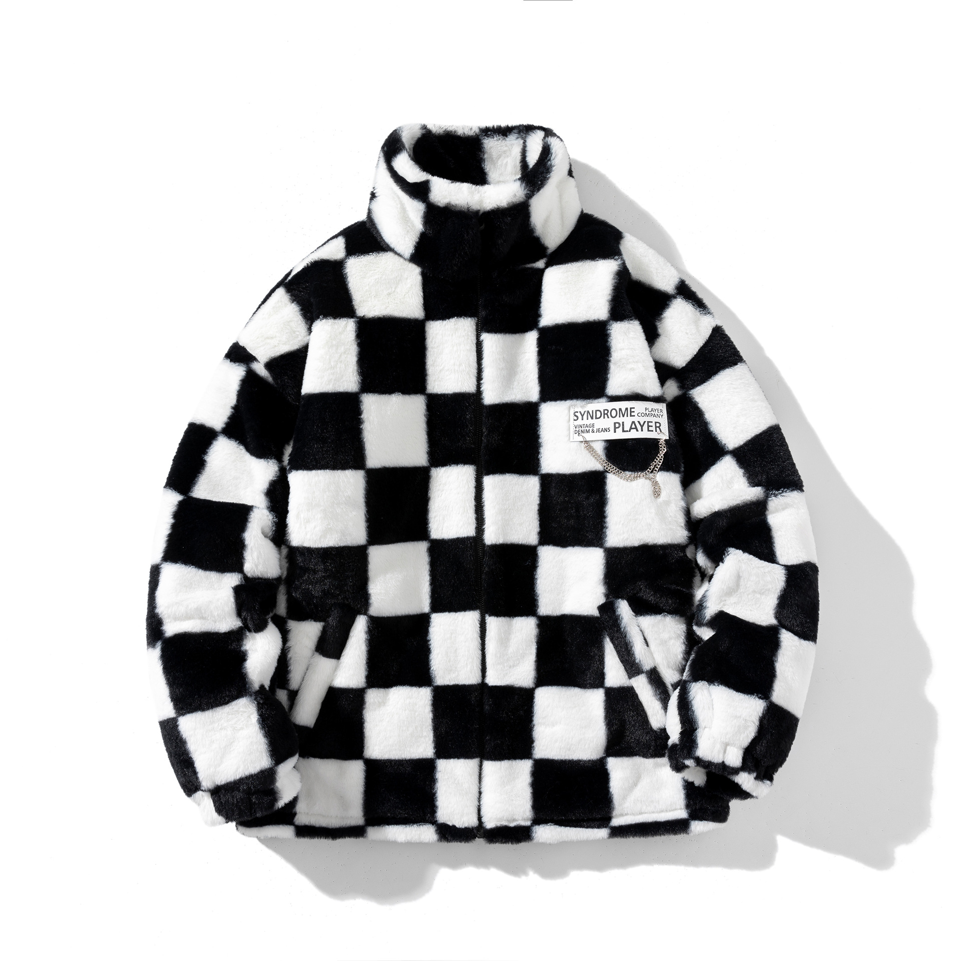 Blanco grande Plaid blanco y negro Plaid B80