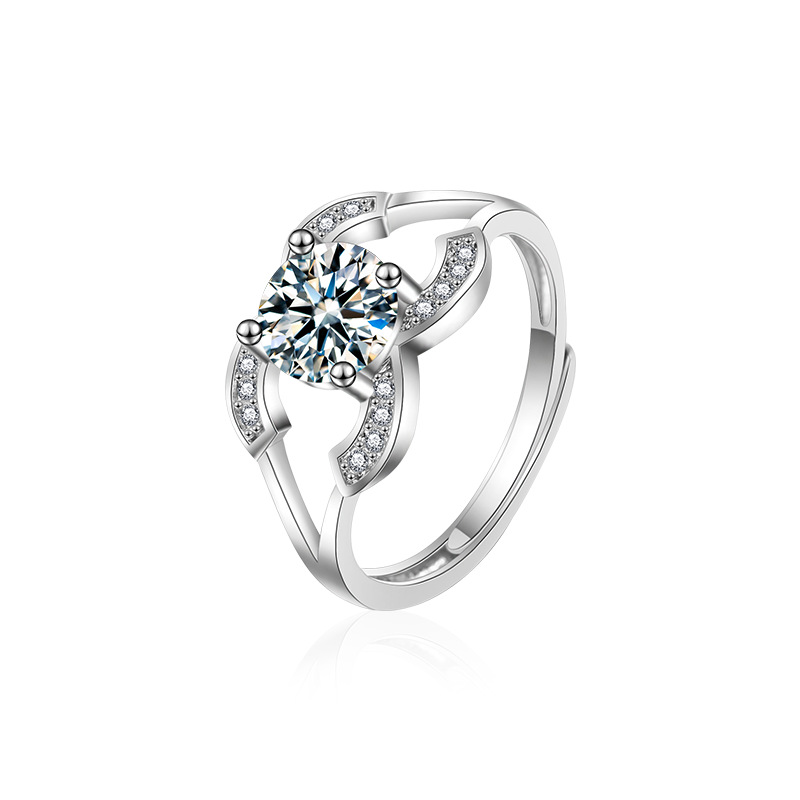 S MOISSANITE 더블 C 링 여성용 라이트 럭셔리 하이 엔드 다이아몬드 링 조절 링 제조 업체 직접 판매 쥬얼리