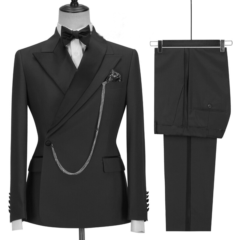 European and American Foreign trade black business casual suit bridegroom best man suit two-piece suit Men's African cross-border suit New