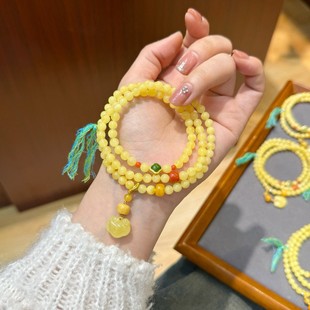 Natural Russian chicken oil yellow beeswax three-ring string with beeswax small lock size 5mm red book beeswax supply
