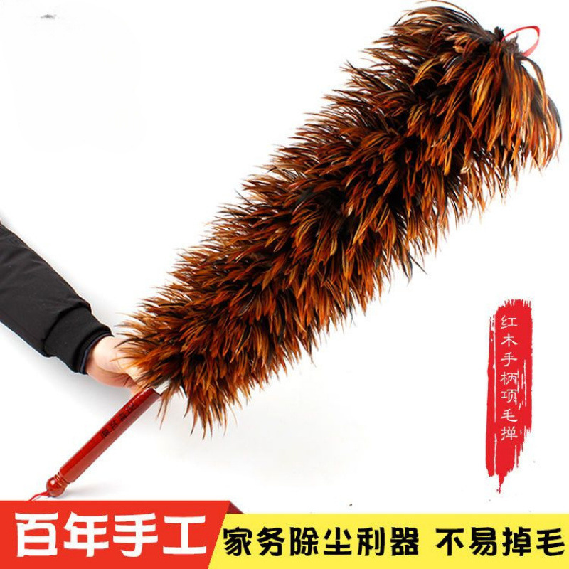 Purely Handmade Real Chicken Feather Duster, Thickened and Extendable, for Household Cleaning and Dust Removal, Suitable for Car Use