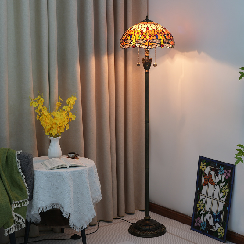 40 Orange Dragonfly Tiffany Art Stained Glass Living Room Dining Room Bedroom Floor Lamp Bar Lamps