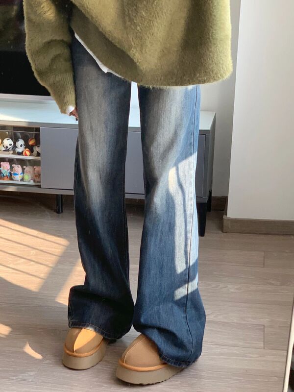 175 Tall Ladded American Style Retro Slaka Jeans Women's Spring and Summer High Waist Loose Straight Leg Wide Leg Pants