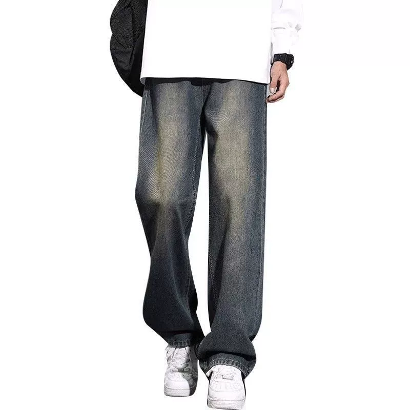 Осенние тёплые джинсы demi-season, casual брюки, американский стиль, свободный прямой крой