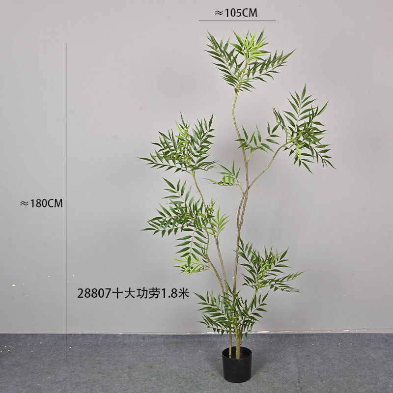 偽の緑の植物、模擬南天竹、屋内鉢植えのトップ10の功績、大型床置き装飾品、リビングルームの軽い豪華なバイオニック植物|undefined