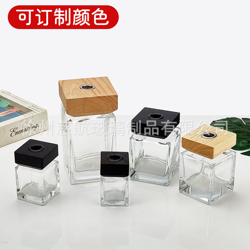 木盖香薰瓶空瓶无火藤条香薰瓶卧室香薰挥发棒车载香薰方形六棱|undefined