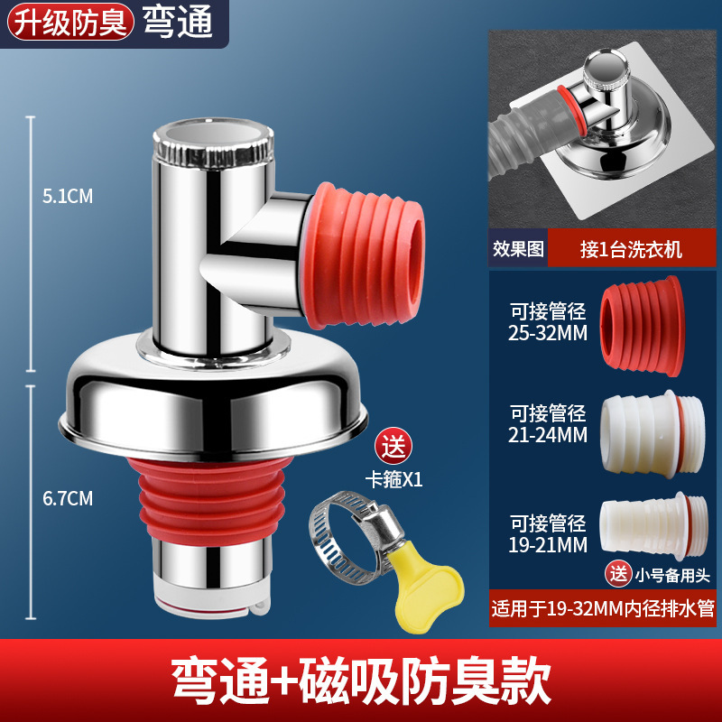 洗濯機排水管、床排水継手、専用下水道三方インターフェース、水2口一体型三方ドッキングアダプター|undefined