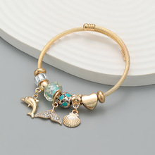 2023欧美手镯风格手链女贝壳海豚吊坠嘻哈手饰品批发bracelet