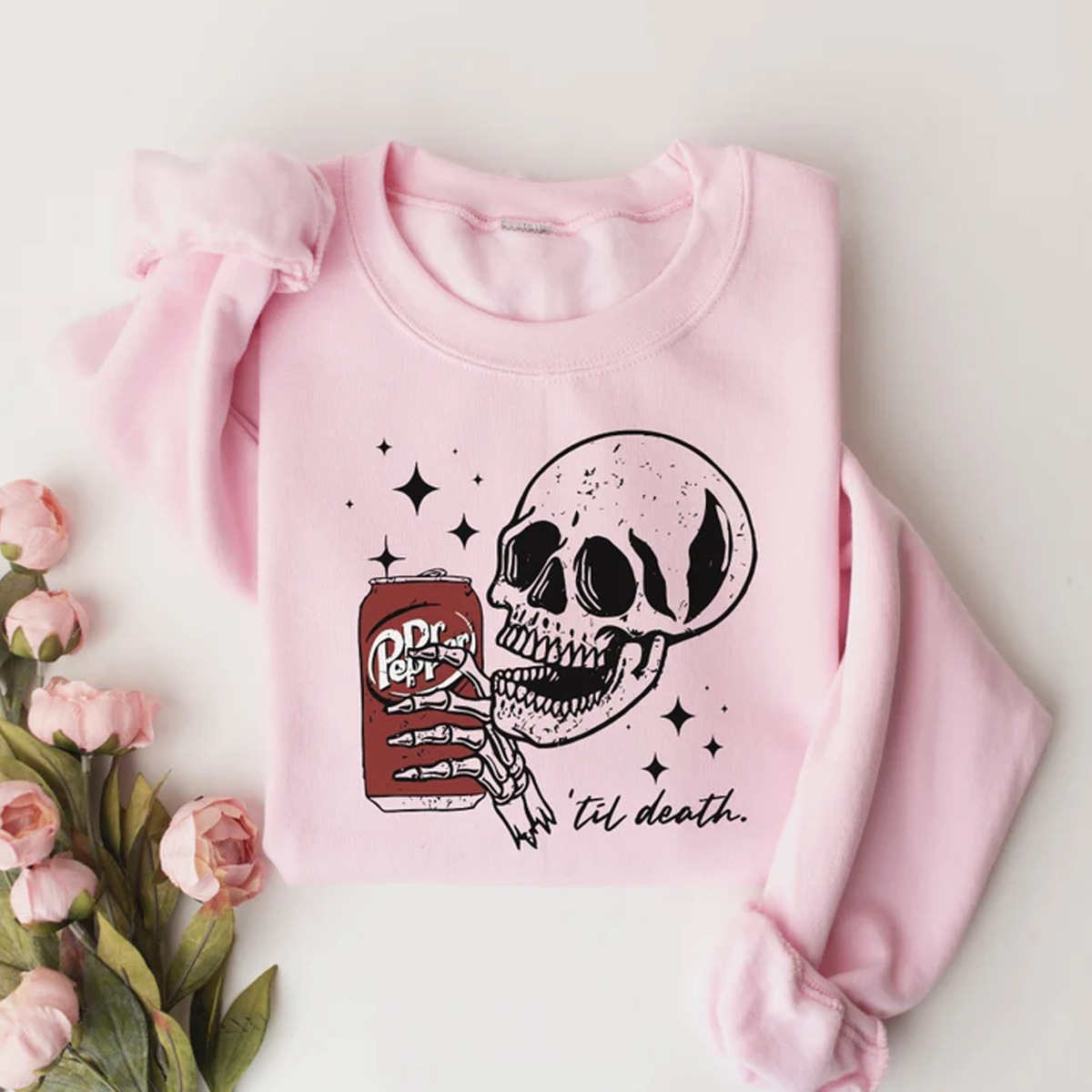 Till Death Dr. Pepper Sweatshirt Halloween Skeleton Sweatshi