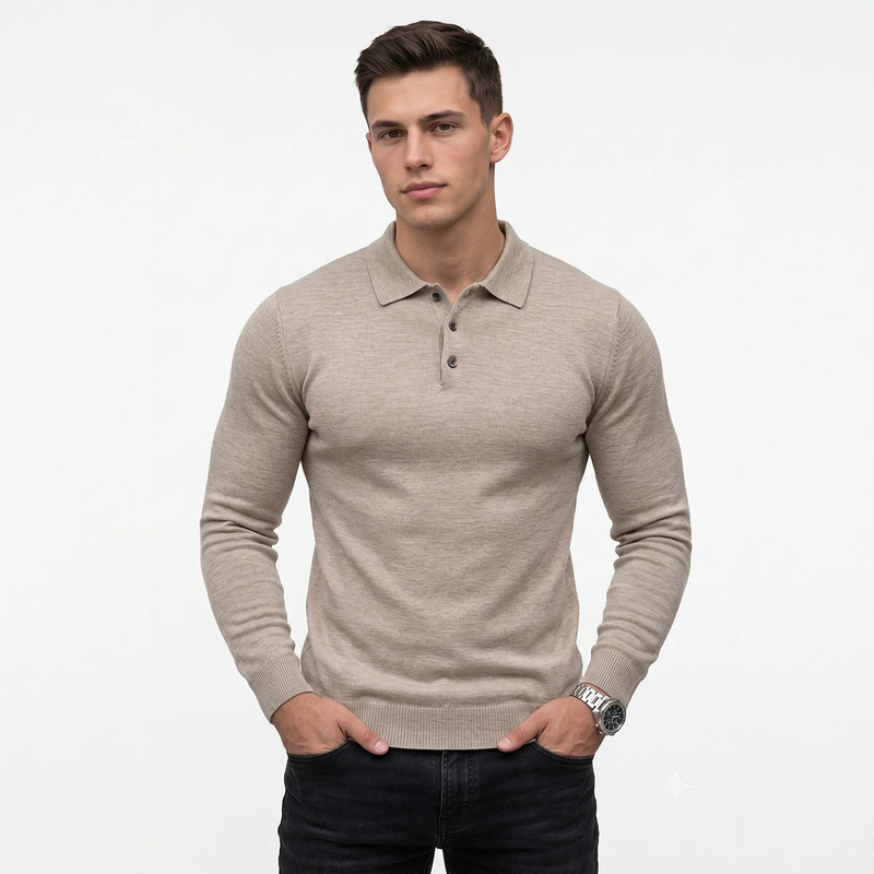 European and American Men's New American-Style Polo Collar Knit Sweater Cross-Border Men's Clothing Top 2026 New European and American Men's New American-Style Polo Collar Knit Sweater Cross-Border Men's Clothing Top 2026 New