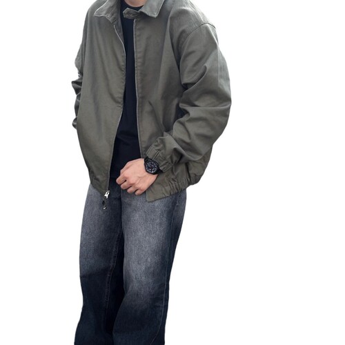 Military green cleanfit jacket men spring and autumn workwear trendy brand high-end casual pilot top coat
