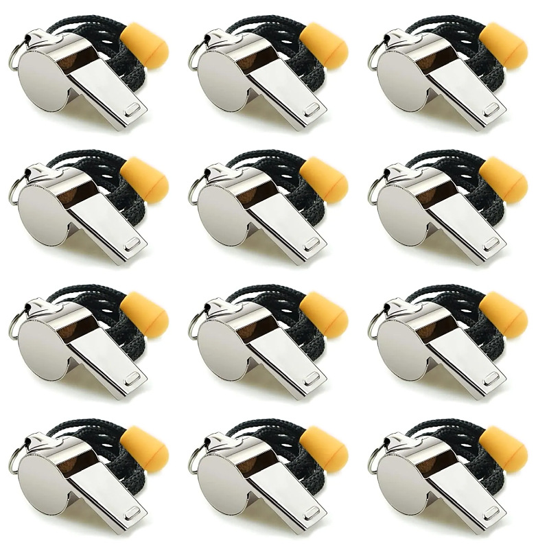 Cross-Border Spot Sub-Contracting Stainless Steel Adjustment Bead Lanyard Whistle Survival Lifesaving High Volume Coach Referee Whistle