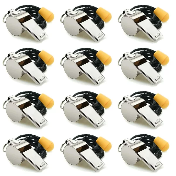 Cross-Border Spot Sub-Contracting Stainless Steel Adjustment Bead Lanyard Whistle Survival Lifesaving High Volume Coach Referee Whistle