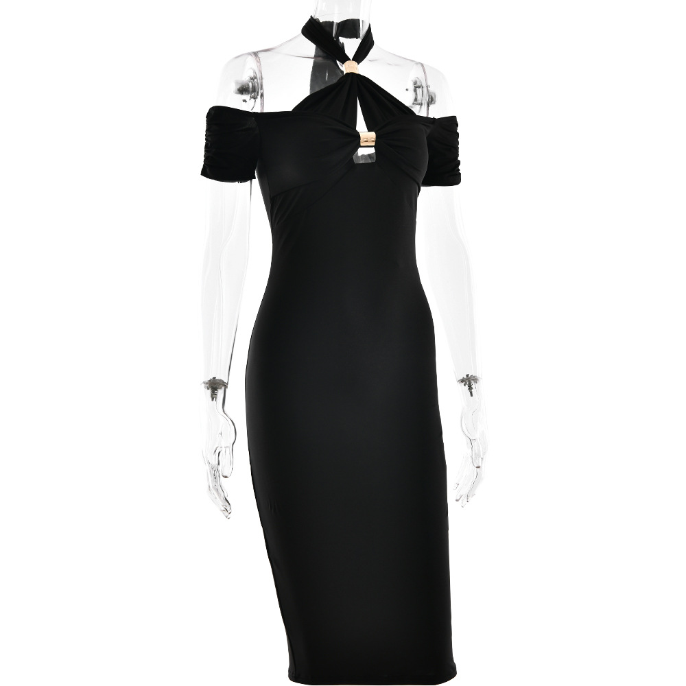 GraceChic 2025 Sommer Neues Neckholder-Kleid in Unifarben für Damen, sexy und figurbetont_voghion.com