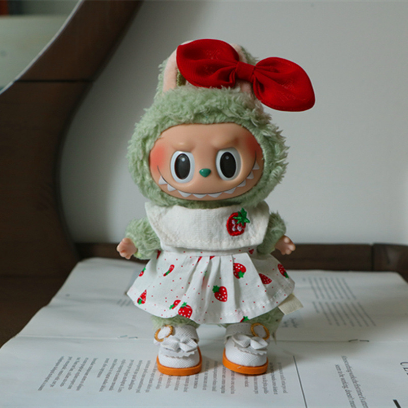 Labubu公仔衣服17cm心动马卡龙搪胶脸拉布布娃衣裙子换装着替配饰|undefined