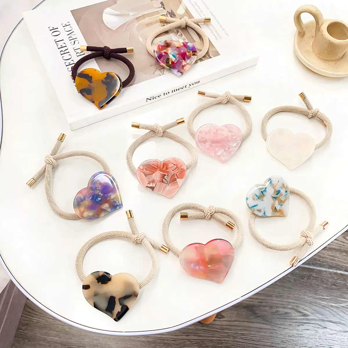 韩版醋酸板材可爱简约爱心头绳发绳时尚百搭皮筋皮套头饰发饰配饰