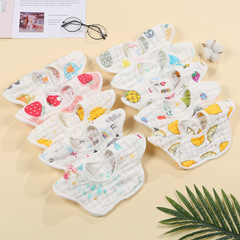 Pure cotton bib eight-layer baby saliva towel baby supplies 360 cotton flap bib washed gauze saliva towel