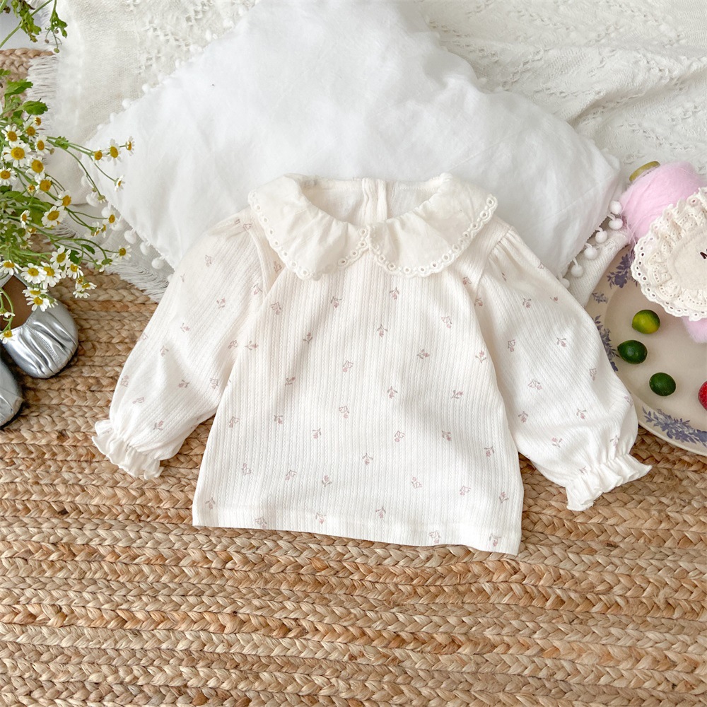 Primavera 2025 nuevo producto Corea de una clase de encaje para bebé traje de correa de estilo occidental para mujer linda ropa de salida para bebé