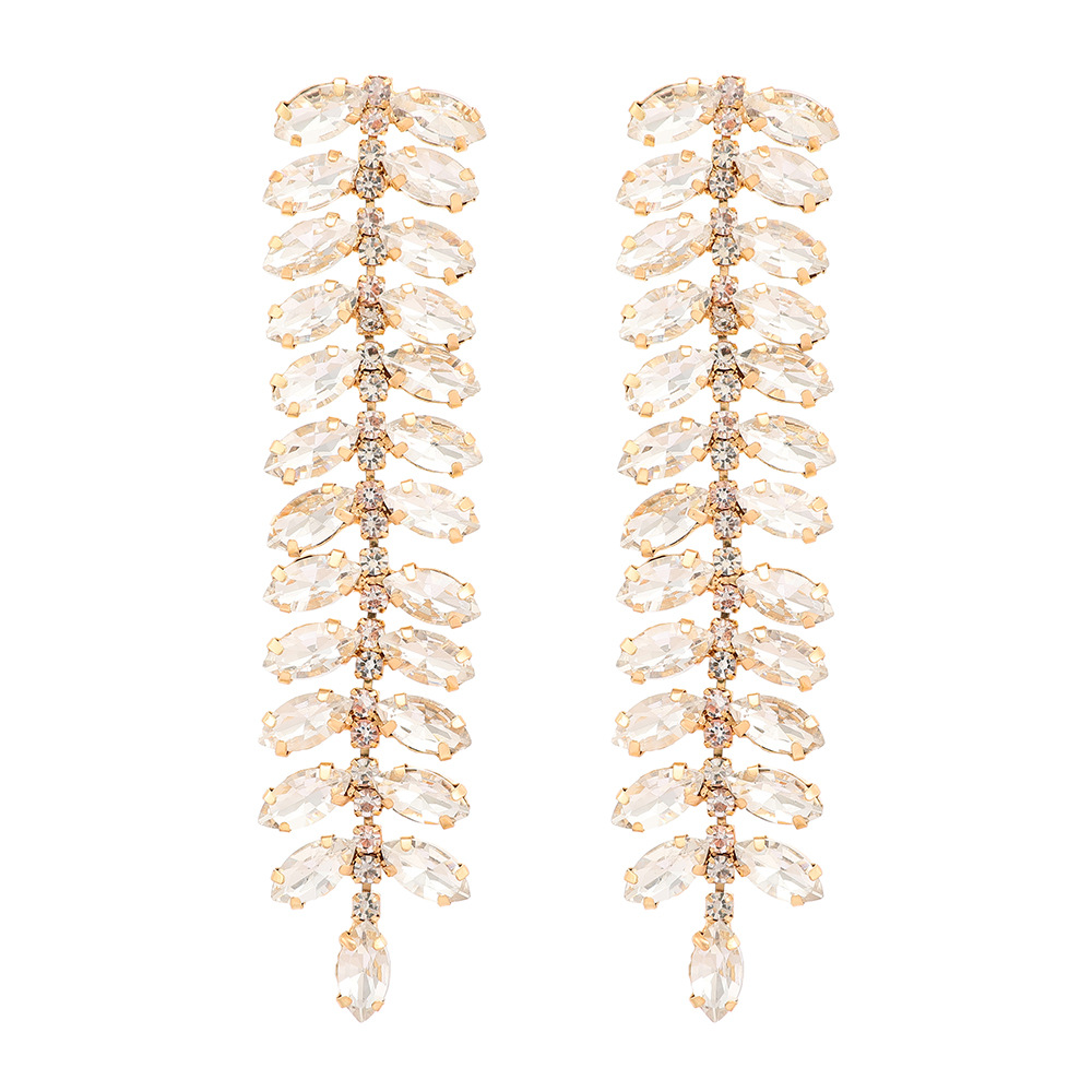 Daily Occasion Rhinestone Material 1 Pair Simple Style Leaf Rhinestone Inlay Artificial Gemstones Women's Earrings