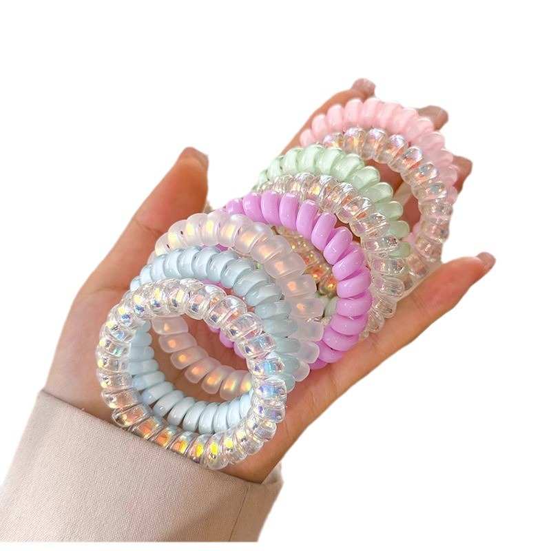 2026 línea telefónica de verano anillo de cabello cuerda de cabello de mujer cuerda de cabeza de color gelatina transparente correa de correa de cabello de mujer brazalete de cola de caballo