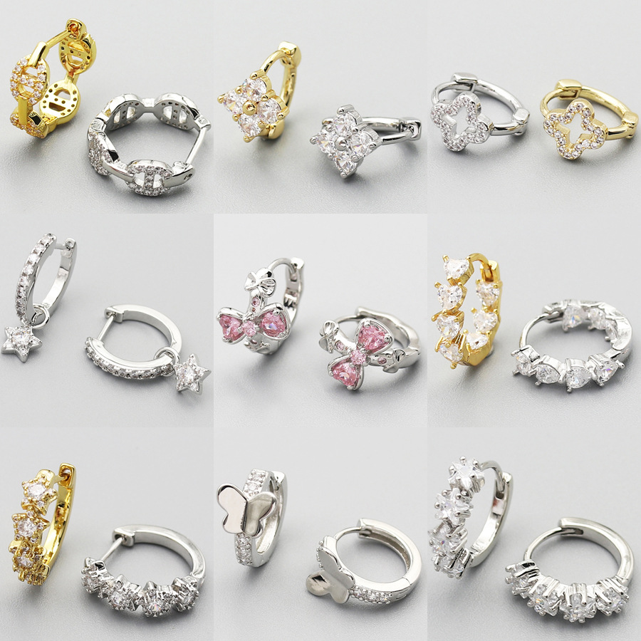 Copper fashionable earrings with zircon
