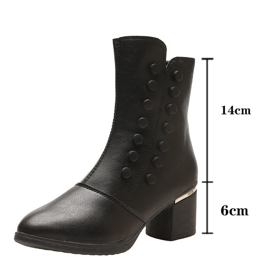 High quality short boots women's winter new mid-heel mid-calf cotton-padded shoes fleece-lined warm fashion all-match soft bottom women's boots