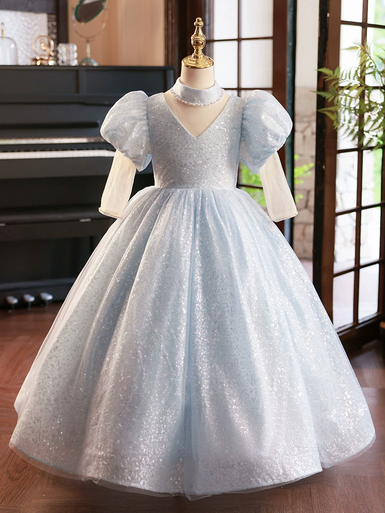 Детское платье для девочек, для выступлений на день рождения, для подиума, для игры на пианино, пышное платье принцессы, новая модель 2025 года, костюм для выступления в стиле Золушки.