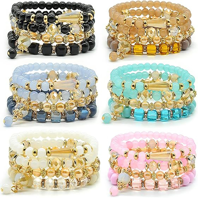 Customized Cross-Border Jewelry Bracelets Wholesale European and American Trendy Tassel Multi-Layer Versatile Bohemian Style Crystal Chain
