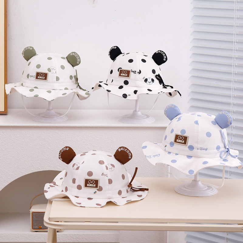 Sombrero de bebé encantador impresión oso lindo primavera y otoño bebés hombres y mujeres sombrero pescador sombrero de primavera para bebés sombrero de bañera sombrero de sombra