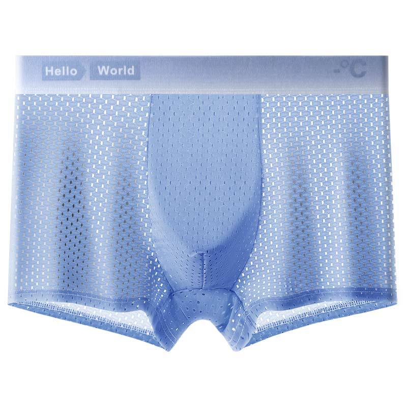 Ropa interior masculina de seda de hielo verano delgada malla de cintura media transpirable Boxer shorts para niños cabeza ropa interior juvenil antibacteriana