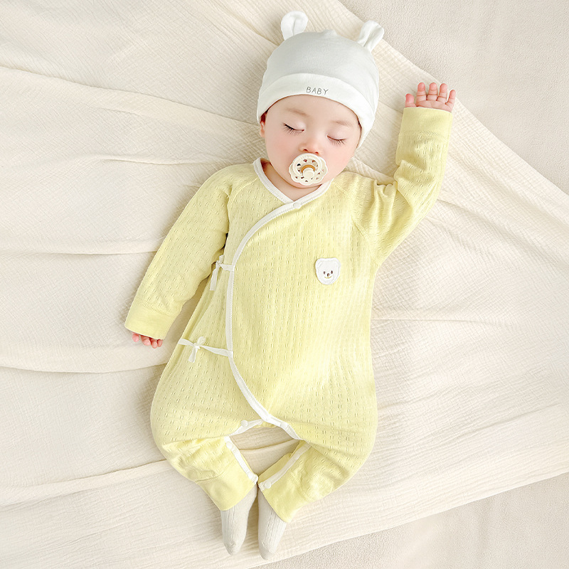 Ropa de bebé recién nacido para primavera y otoño, pelele estilo monje de algodón puro, capa base fina para 0-3 meses, mono para bebé recién nacido.