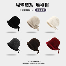 韩版保暖针织毛线帽秋冬女大头围慵懒风护耳套头帽抽绳卷边堆堆帽