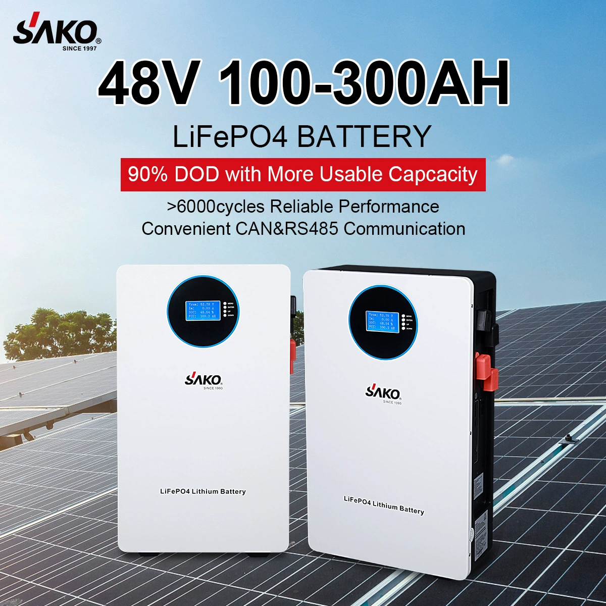 [SAKO lifepo4 battery 51.2v太阳能家用壁挂式储能磷酸铁锂电池]
