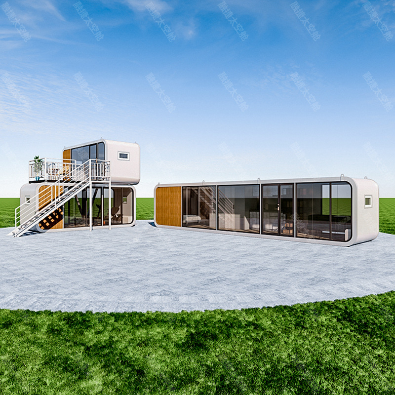 Rongjie cápsula espacial sala móvil doble cabina de Apple oficina tienda al aire libre contenedor sala móvil exportación de productos terminados