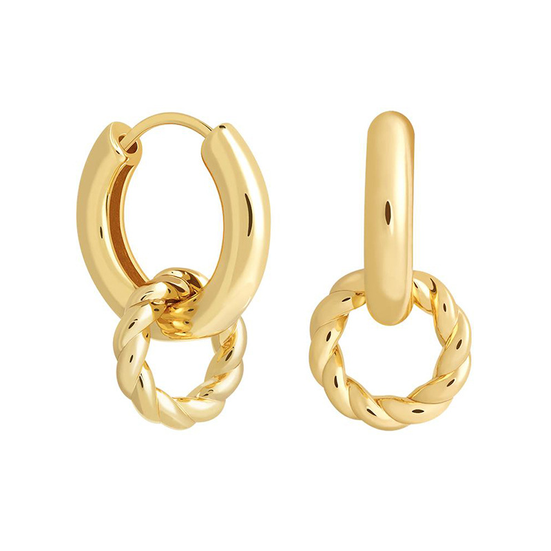 Retro Double Ring Interlocking Earrings European And American Exaggerated Copper Ear Jewelry display picture 1