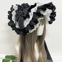 Оригинальный ручной работы LOLITA Lolita LO Мать Темное кружево Bornet Dark Стиль Платье Тиара Трава