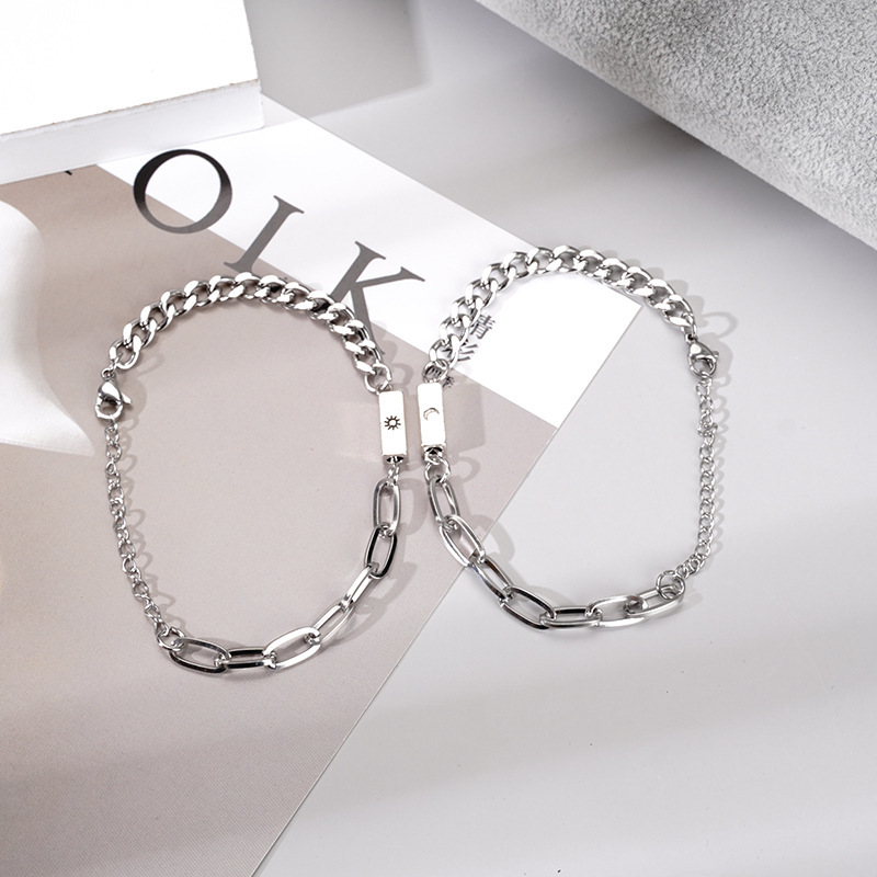 European and American Internet Celebrity Fashion Hot-Selling Trendy Simple Sun and Moon Titanium Steel Long-Distance Relationship Couple Bracelet Best Friend Gift Jewelry European and American Internet Celebrity Fashion Hot-Selling Trendy Simple Sun and Moon Titanium Steel Long-Distance Relationship Couple Bracelet Best Friend Gift Jewelry