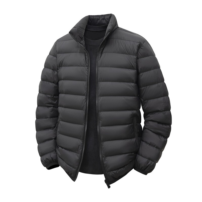 Cross-Border Winter New Men's Lightweight 90 White Duck down Jacket with Stand Collar and Loose Fit in Large Sizes