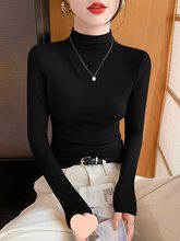 黑色半高领打底衫女内搭2025新款秋冬季长袖螺纹针织修身洋气上衣