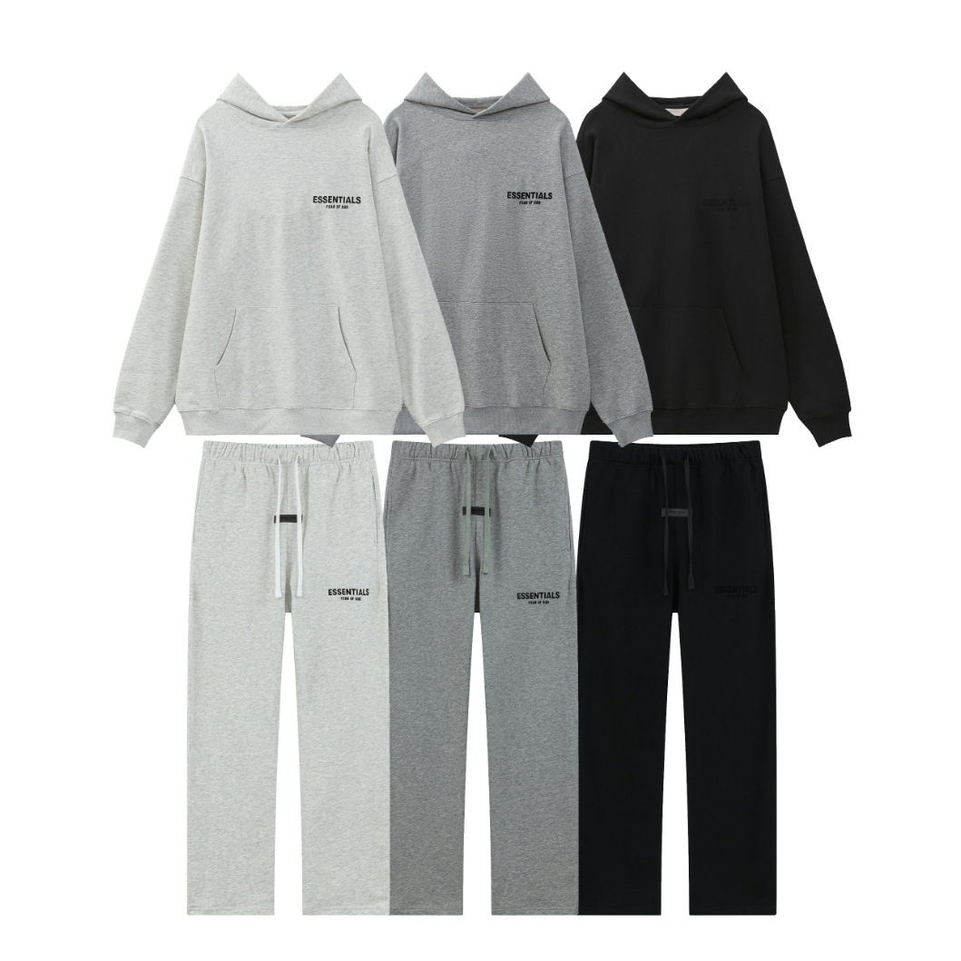 ESSENTIALS SS25 FOG 테리 레터링 프린트 남녀공용 스웨트셔츠 후드티 바지 스웨트팬츠